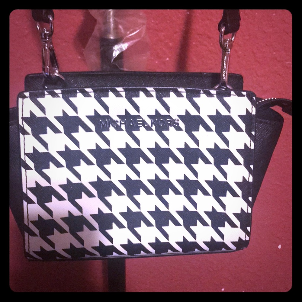 MK herringbone print mini long strap purse